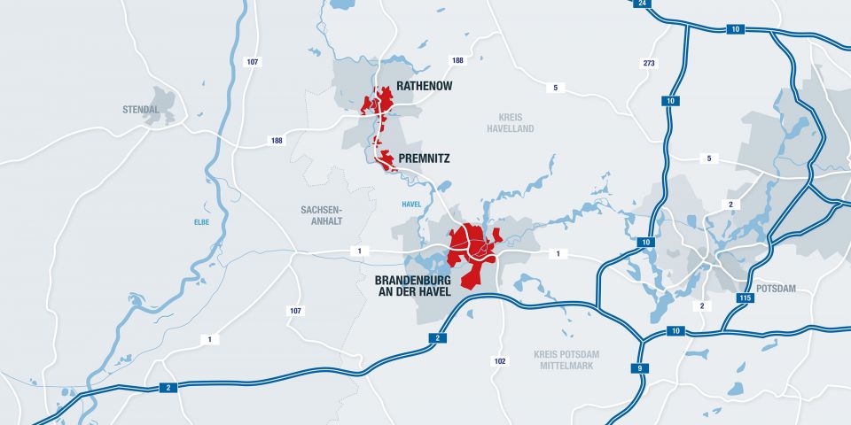 Wirtschaftsregion Westbrandenburg – Karte